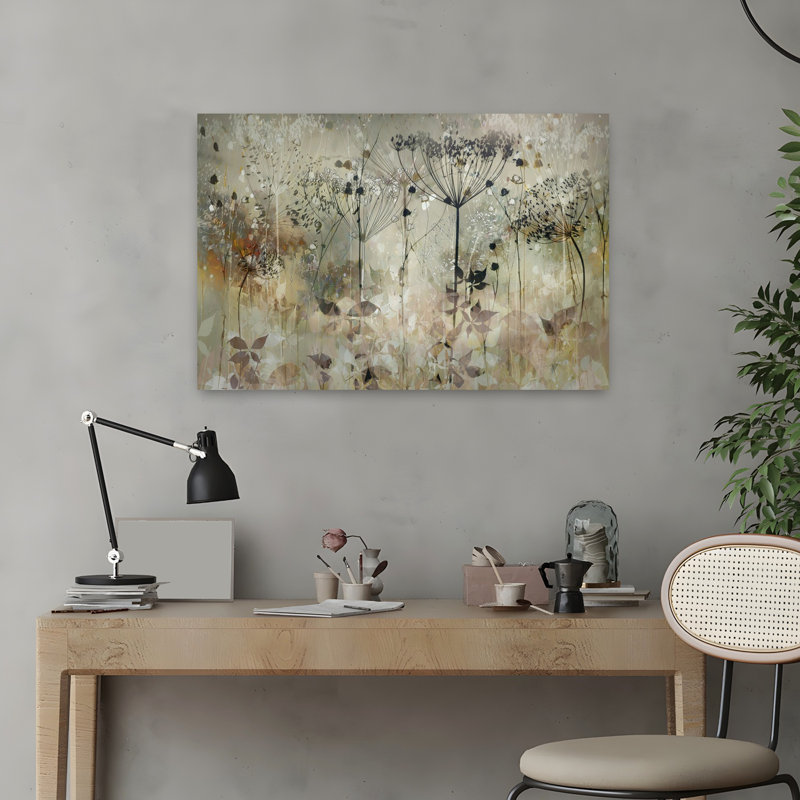 Art contemporain contemporain, paysage d'automne abstrait, H 16 po x l 24 po