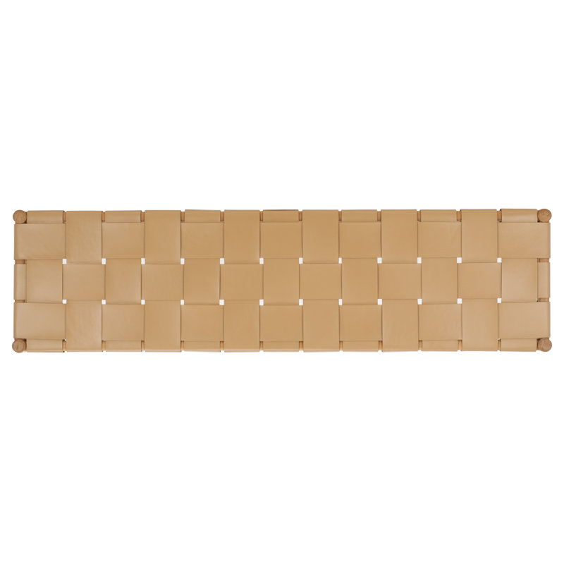 Devnie Woven Leather Bench, Tan, Natural