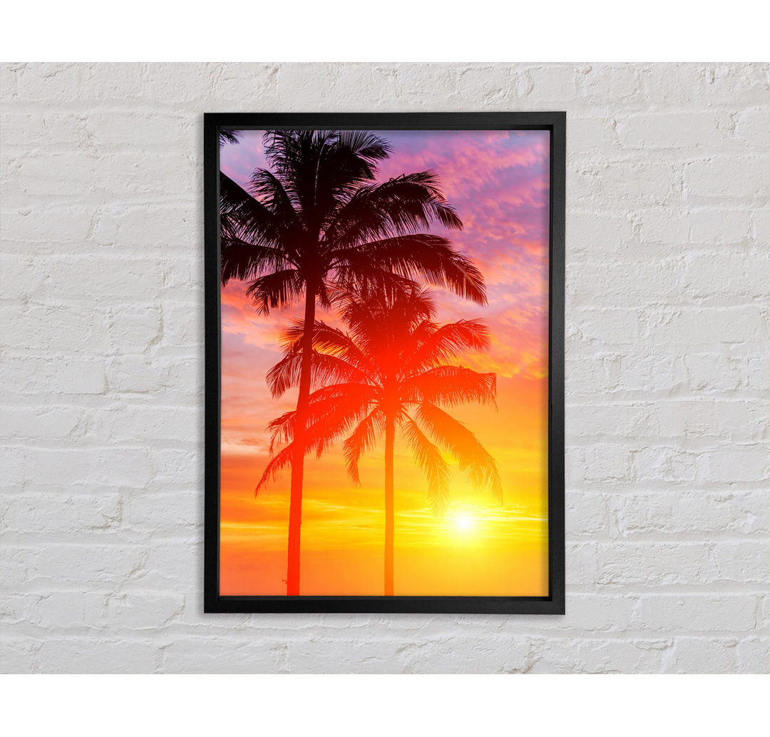 Sunset Palm Trees - Einzelbildrahmen Kunstdrucke auf Leinwand