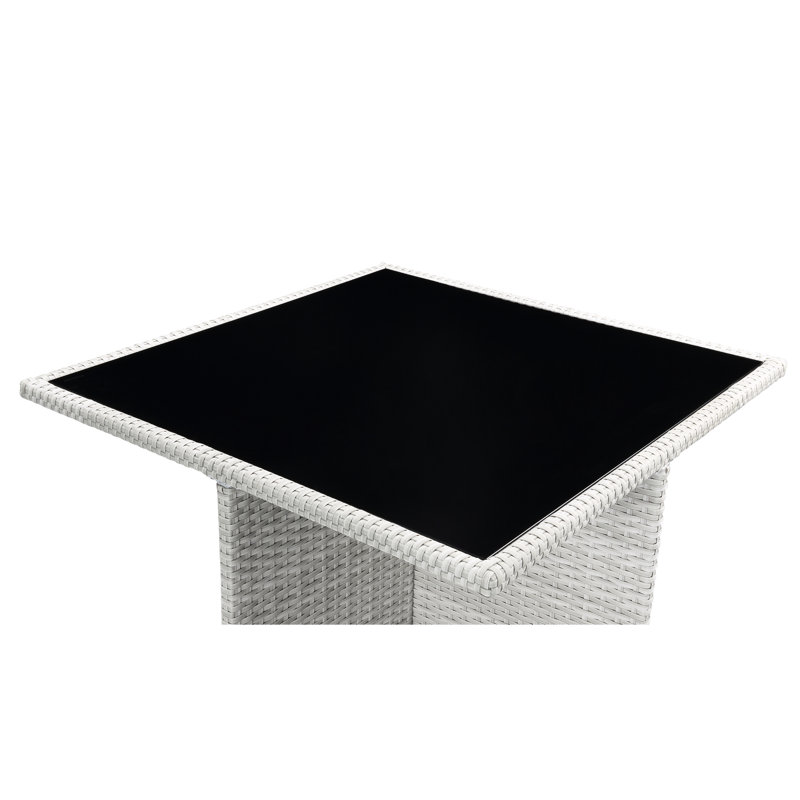 Tissu bleu 9 pièces Bistro: 4 chaises, repose-pieds, salle à manger 9 pièces dans et avec repose-pieds et ta