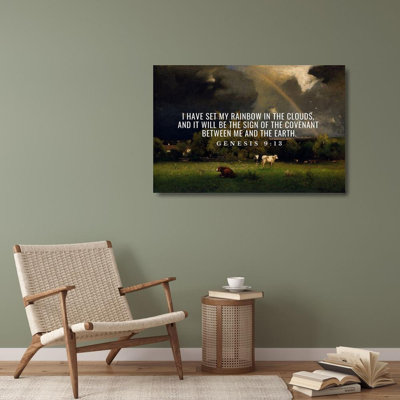 ArtsyQuotes Gallery Wrapped Canvas Art: Bible Verse Quote Genesis 9:13, George Inness - The Rainbow ArtsyQuotes-002587
