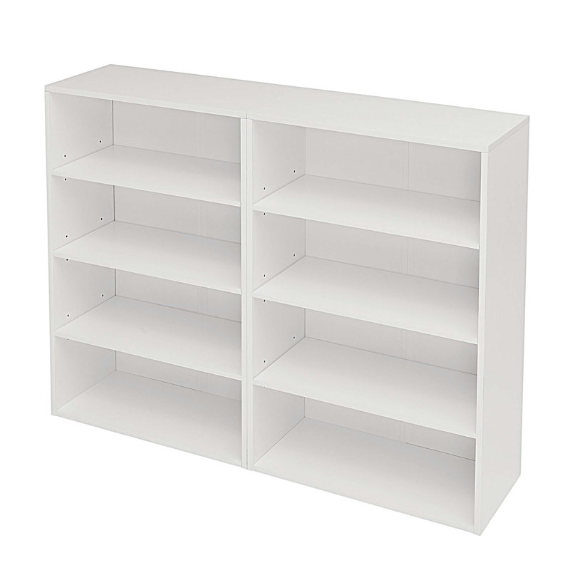 Bibliothèque en chêne naturel et blanc avec rangement ouvert, (8 tablettes) H 71 po x l 23,62 po x P 11,8 po 