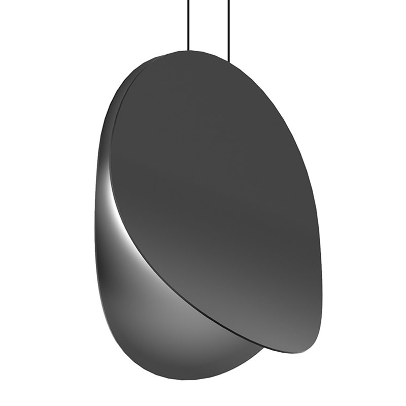 Malibu Discs 1 - Light LED Unique/Statement Pendant, Satin Black, 18" H x 18" W x 7.75" D