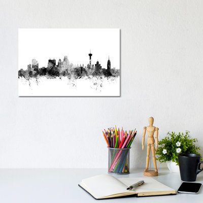 San Antonio, Texas In Black And White by Michael Tompsett - Wrapped Canvas Gallery-Wrapped Canvas Giclée