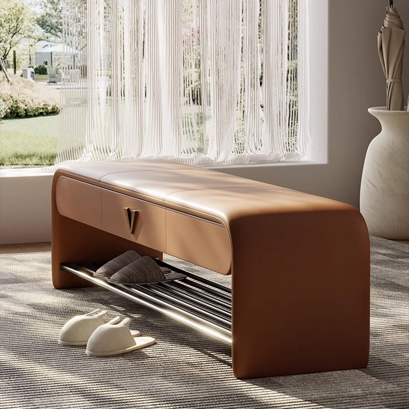 Banc de rangement rembourré pour chaussures, Orange