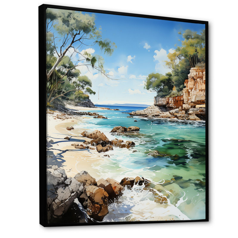 «Dominic Coastal Splendor» sur toile, H 32 po x l 24 po x P 1 po, Cadre flottant noir