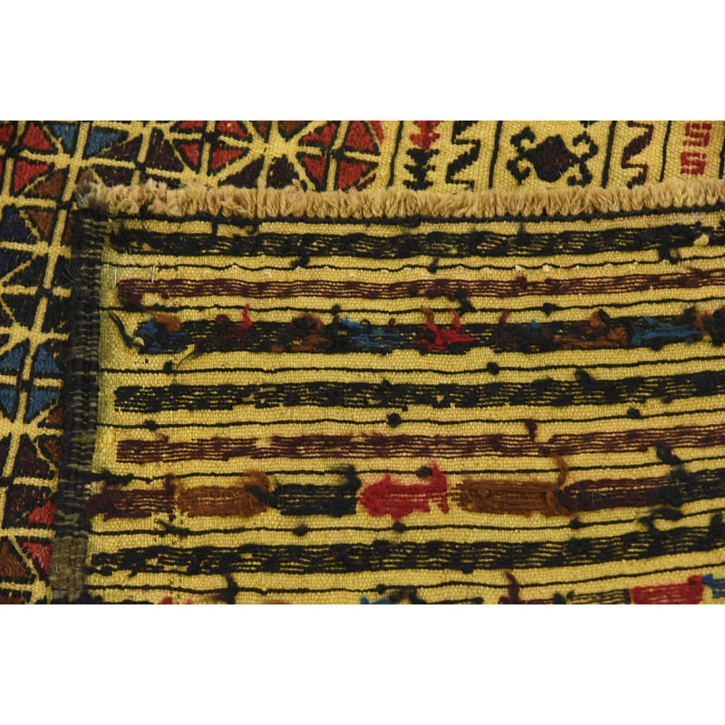 Tapis en laine beige/brun 3 pi 10 po x 6 pi 2 po one-of-kind à la main noué la new age Warminster