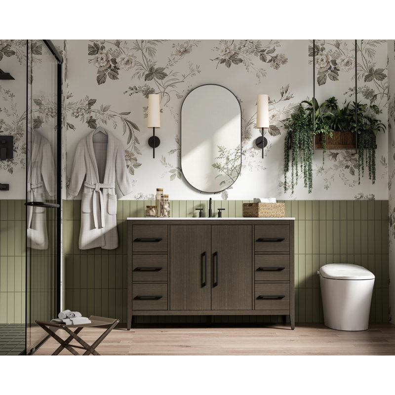 54 Inch Single Bathroom Vanity, Mocha Brown