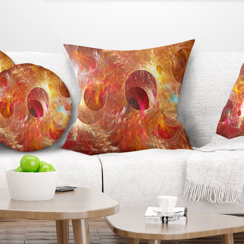  Coussin abstrait à motif de cercles abstraits, 18 po x 18 po, Coussin décoratif