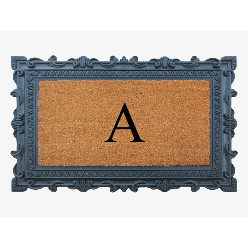 Paillasson à motif de monogramme de 24 po x 36 po Carson, A, Noir