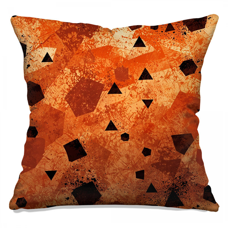 Coussins décoratifs à formes géométriques orange, 20 x 20 pouces