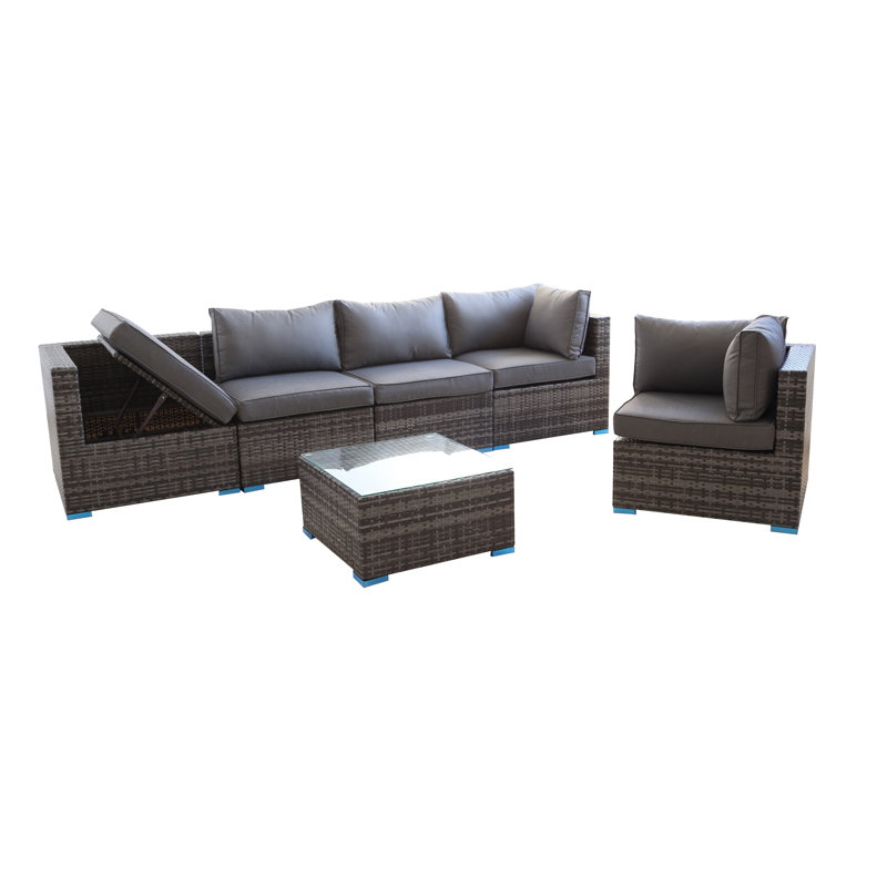Trafecanty 5 Seater Rattan Sofa Set, Grey