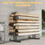 Support de rangement en bois robuste et support à tuyaux | Support en porte-à-faux réglable avec capacité de charge de 2 000 lb | Cadre en acier à contreventement en X pour utilisation en usine, dépôt et maison - noir