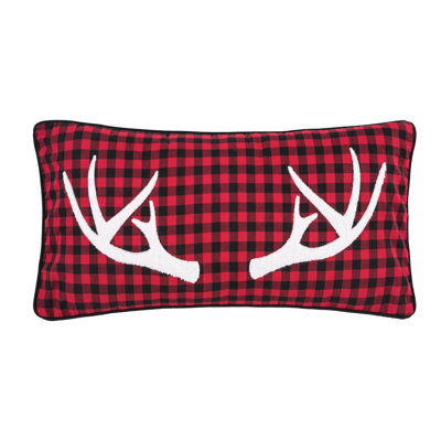 Woodford Antler Cotton Plaid  Throw Pillow
