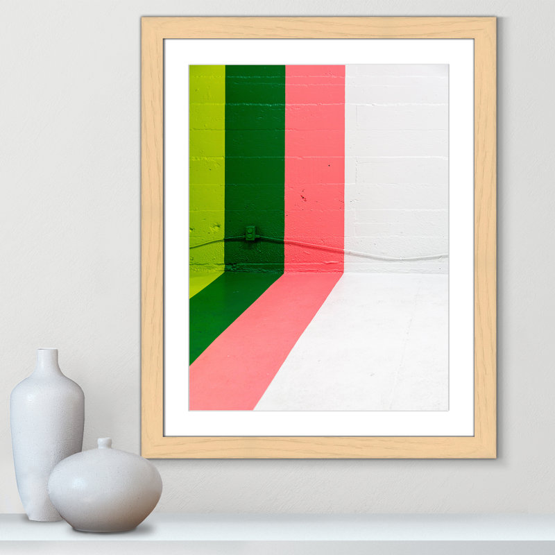 «Happy Bright Stripes», impression encadrée sur papier par Jason Leung, H 31 po x l 25 po x P 1,25 po, Cadre cube naturel mat