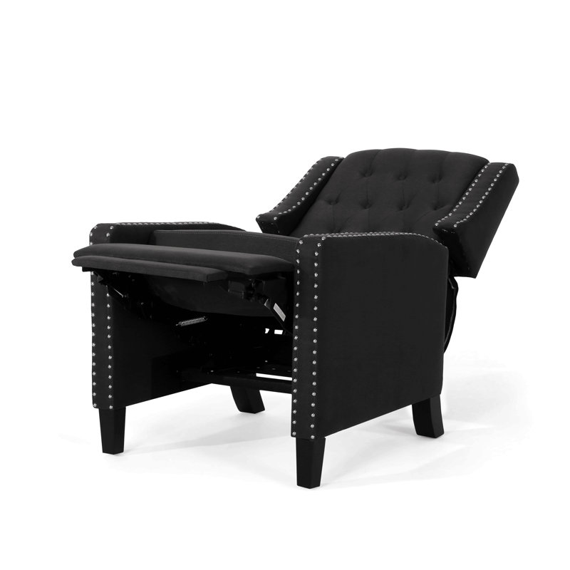 Fauteuil capitonné inclinable classique en tissu, Gris foncé