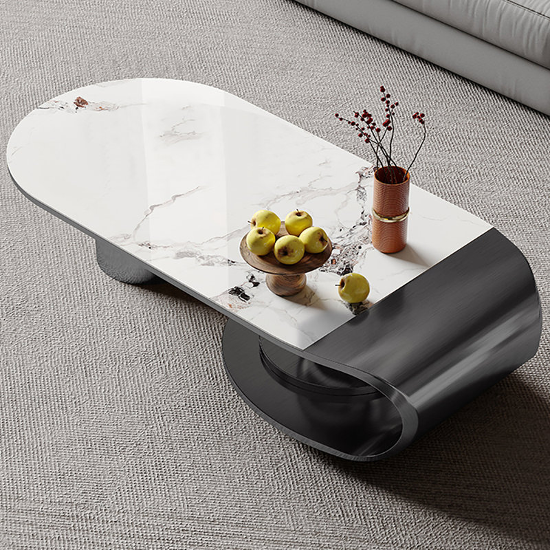 Table basse à double caisson, H 13,8 po x l 23,6 po x L 55,1 po, Blanc / gris