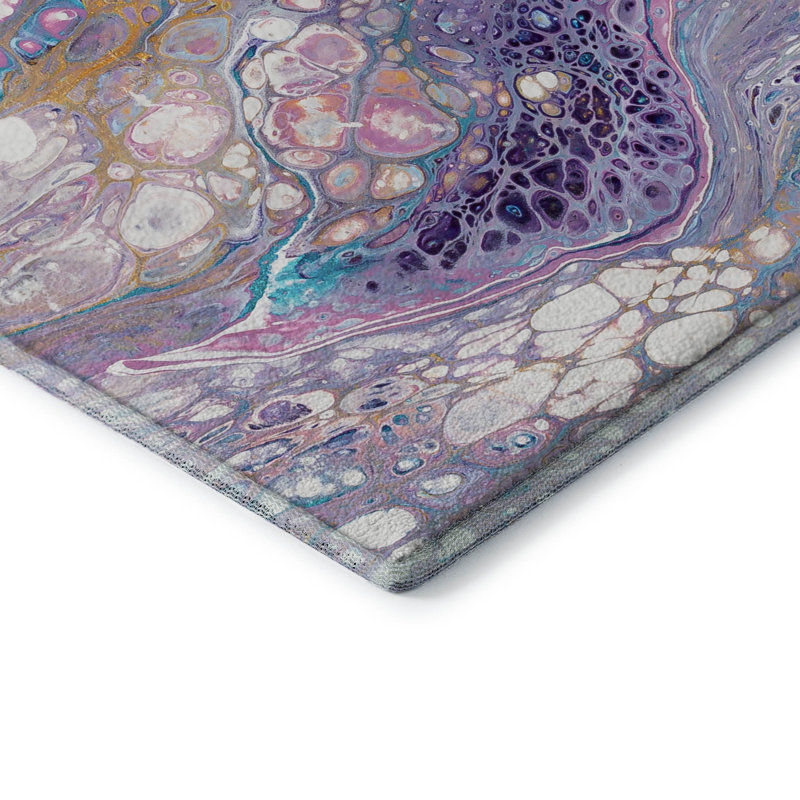 Premium Machine Washable Fayina AMF64 Periwinkle Rug, Rectangle 3' x 5'
