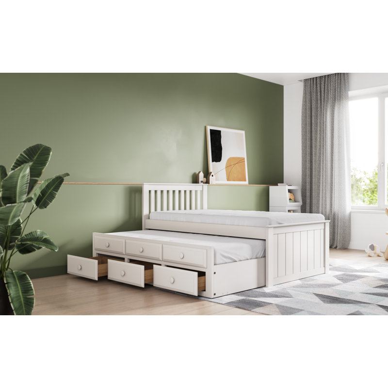 Bradner 90 X 190cm Cabin Bed with Storage Included with Trundle Included, White