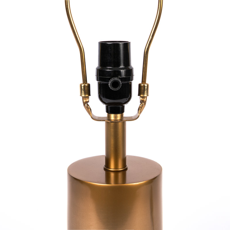 Modern Two Tone Cylinder Marble And Brass Metal Base Table Lamp, Green