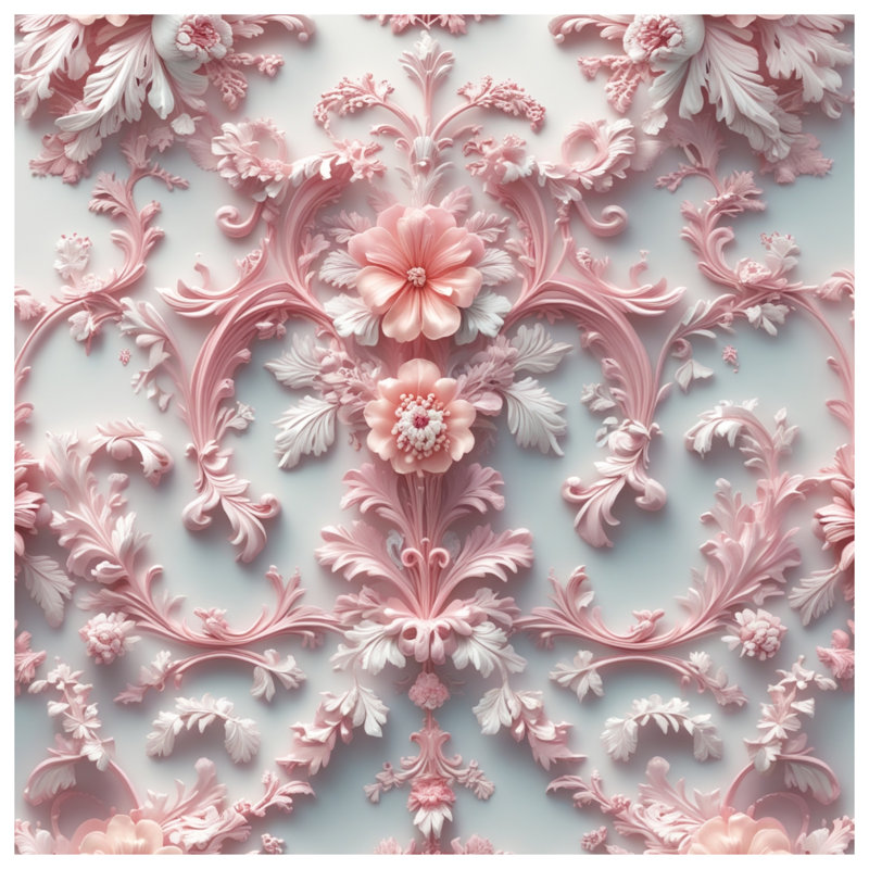 Pink Floral Baroque Comforter, Queen