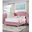 Grand lit tapissier rose en flanelle-67926778