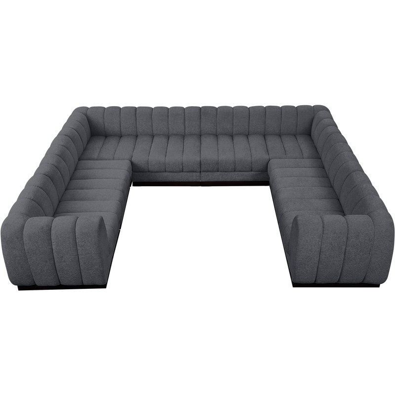 Canapé modulaire rembourré 8 pièces Quinn, Tissu gris chenille