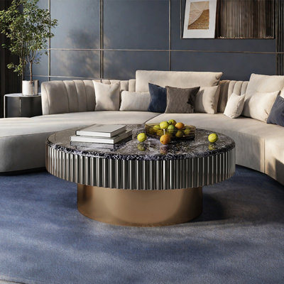 Table basse ronde en pierre micro-cristalline