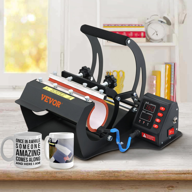 Mug Heat Press, 11oz/11.5cm and 20oz/22cm Two Platens, LCD Cup Press Machine with Detachable Transfer Sublimation Mats, DIY Presser for Coffee Skinny Tumblers, Silica-Gel Printing, Black