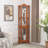  70.5" Arched Corner Curio Cabinet, Wooden China Cabinet with Adjustable Glass Shelves, Lighted Glass Display Cabinet Include Light Bulb, Rack for Living Room, Kitchen-1032312555-1027902620