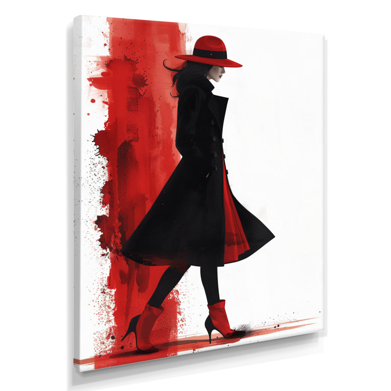 Monochromes rouges, noirs, sanglants, Portrait I - mode femme, impression d'art mural, Toile tendue, 44" H x 34" W