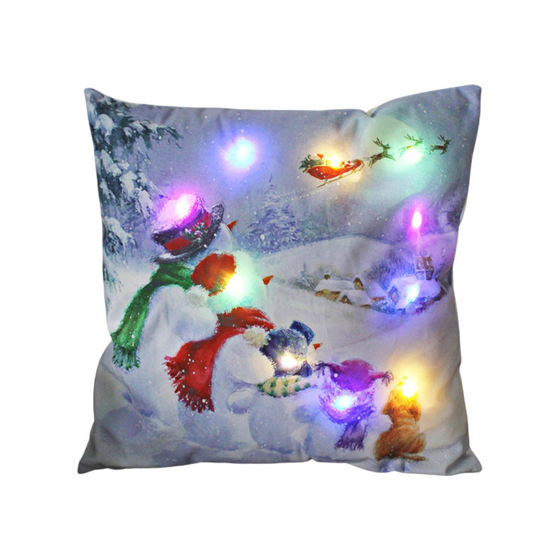 Christmas LED Pillows Holiday Gifts LED Pillows That Can Flash Or Stay On Two Mode Switching  Printed Sofa Pillows Cushions Pillowcases
