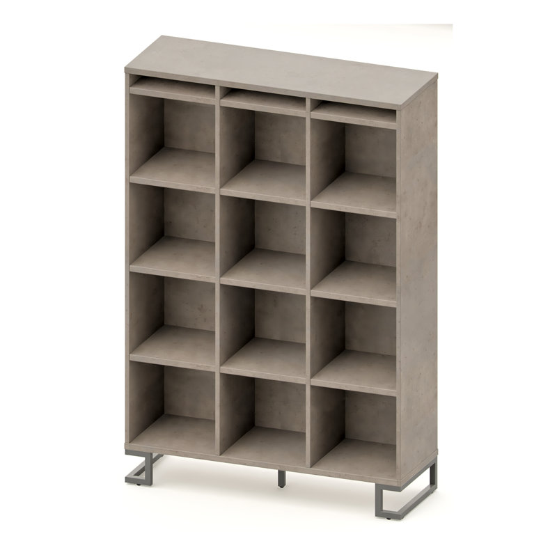 Deaux 176cm H x 119cm W Cube Bookcase, Anthracite, Grey