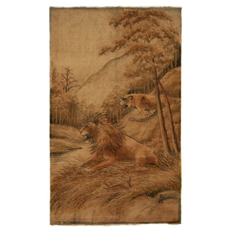 Silk Animal Print Area Rug in Brown