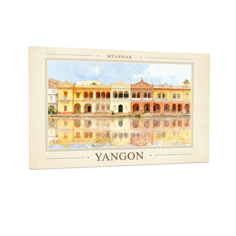 Scénario et paysages urbains Rangoon Colonial Architecture, H 16 po x l 24 po