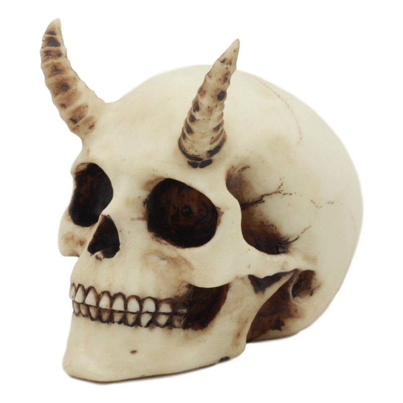 Figurine de crâne de demon corned Helmtrud