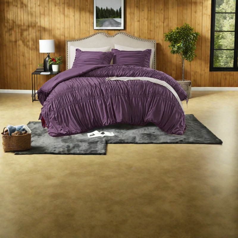 Ensembles de literie romantiques mauves, style chic et microfibre pour une utilisation toute l'année