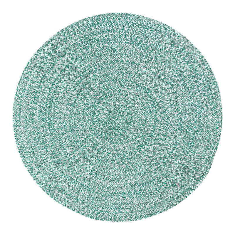 Tapis vert réversible tressé à la main, Rond 4 pi