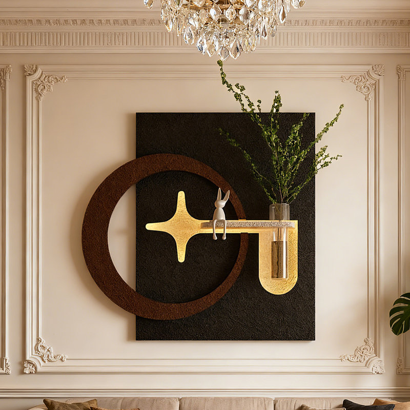39,37 po, peinture de décoration végétale noire de style rétro, H 39,37 po x l 37,4 po x P 2,36 po, Noir