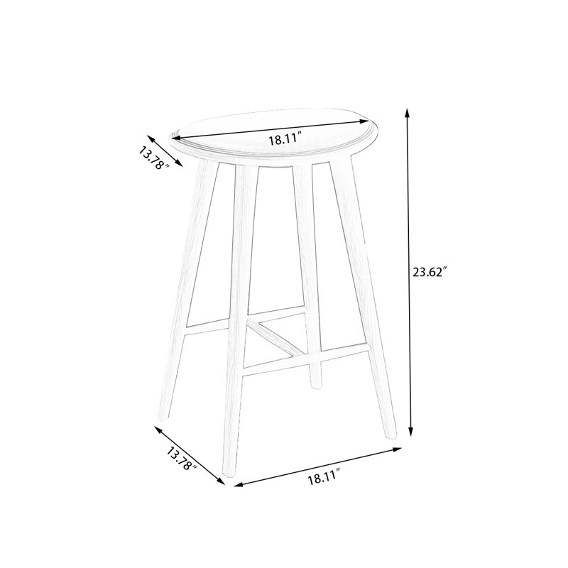 Upholstered Counter Stool with Solid Wood Frame, Brown, 23.62"H×18.11"L×13.78"W