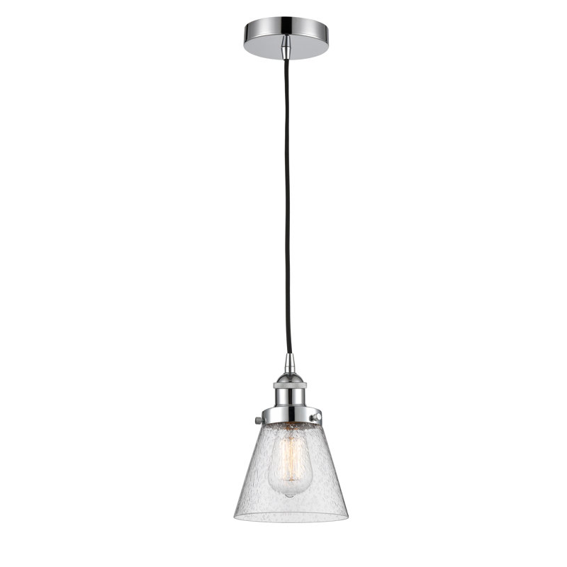 Luminaire suspendu conique à 1 lumière Buckholts, H 9,5 po x l 6,25 po x P 6,25 po, Chrome poli