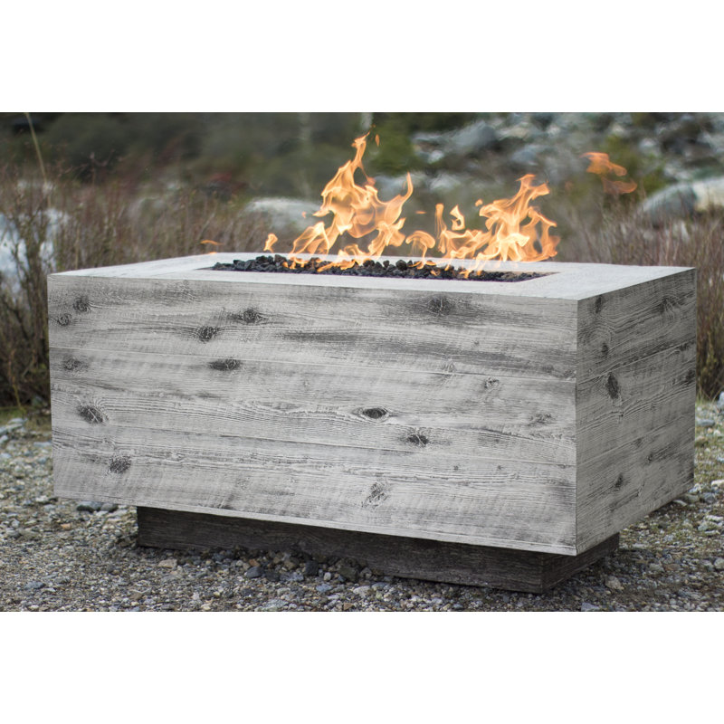 Catalina Rectangle Concrete Smokeless Fire Pit, Natural Gas, Ivory