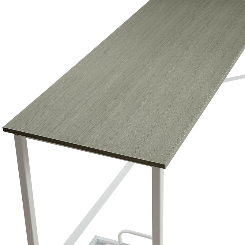 Bambina Gray & White Finish L-Shape Computer Desk With Bevel Edge And Mobile Storage, Perfect For Small Spaces And Modern Workstations.