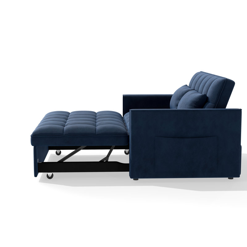 Canapé-lit convertible 51,1 po Corduroy, Bleu