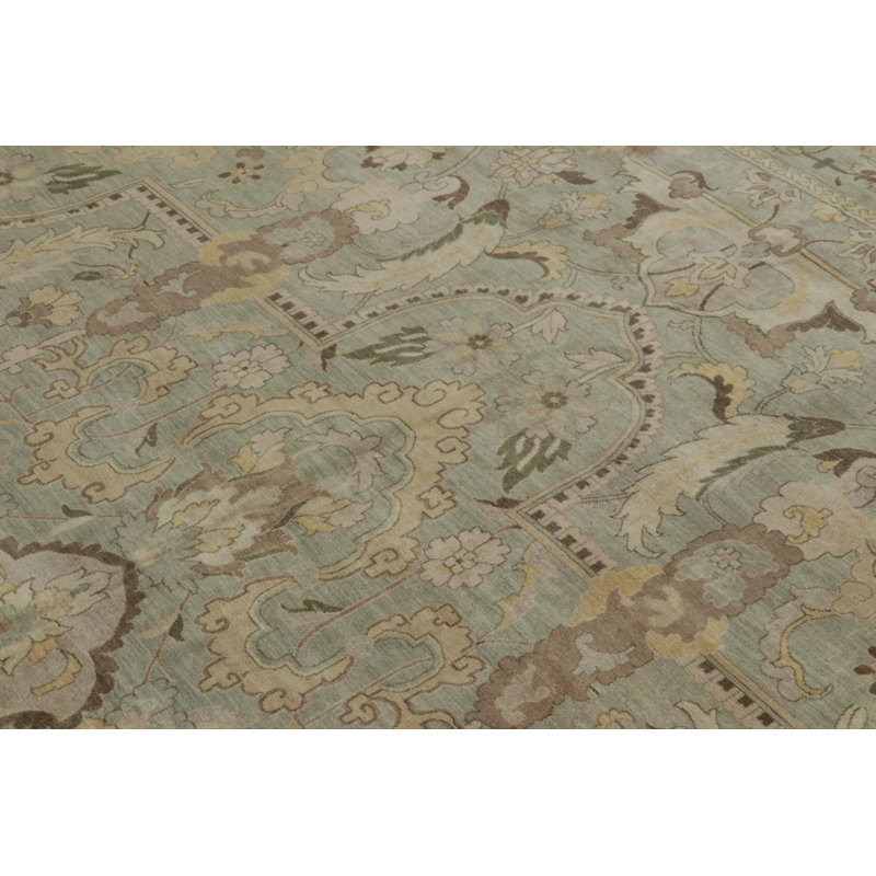 Rug & Kilim’S Polonaise Style Rug In Light Green With Floral Medallions