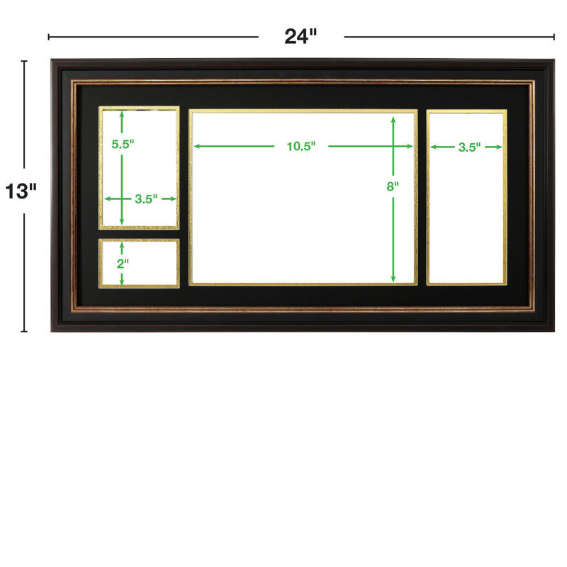 Excello Global Products 8.5X11 Document Frame With Double Mat, Photo And Tassel Holder - Black/Gold