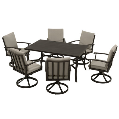 Whittlesey Rectangular Aluminum Dining Set with Cushions