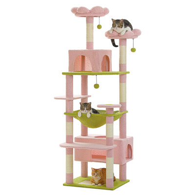 Large Cat Tree, 72 Inches Cat Tower For Large Cats, Cat Condo With Sisal-Covered Scratching Posts And Pads, 2 Padded Perch, Dual Condo And Basket For Indoor