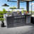 46-Inch 4-Burner 72000 BTU Deluxe Stainless Steel Gas Outdoor Kitchen Bar Barbecue Island Grill + Wine Cooler Compact Refrigerator + Rotisserie Kit + Granite Countertops + Stainless Steel Sink