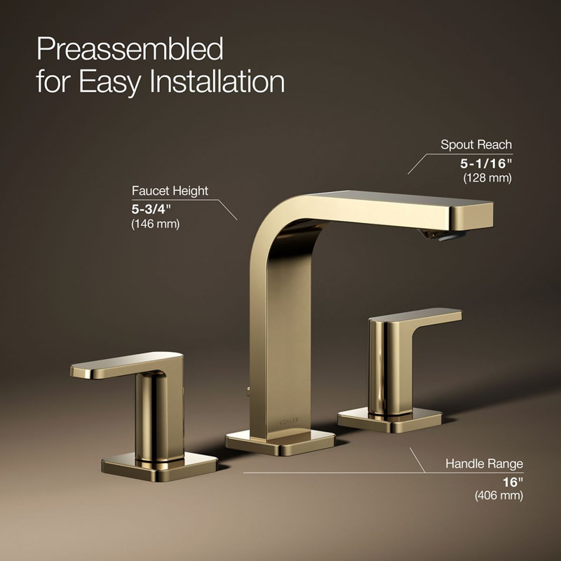Parallel™Widespread Bathroom Faucet, 3-Hole Two Lever Handle Bathroom Sink Faucet, 1.2 GPM, Vibrant Polished Nickel, 1 GPM